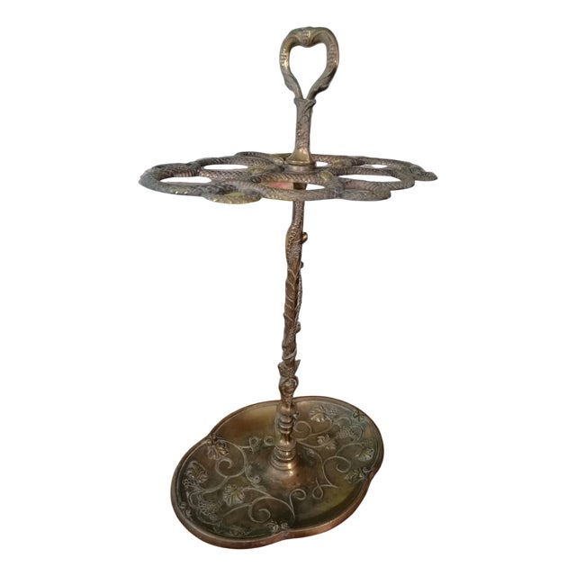Bronze Umbrella Stand with Snakes For Sale