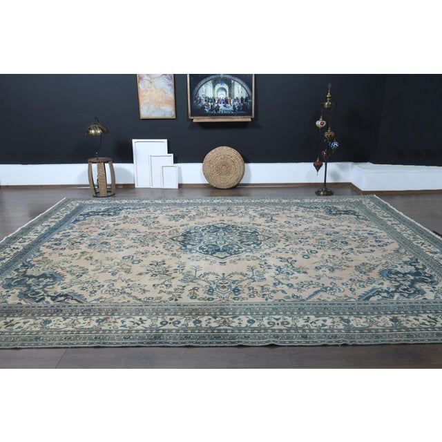 1970s Vintage Persian Handmade Wool Cotton Orange Area Rug For Sale - Image 10 of 11