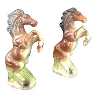 Vintage 1960s Porcelain Horse Figurines - a Pair For Sale