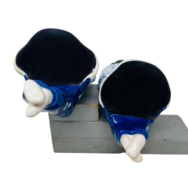 Pristine 1980s Chinoiserie Cobalt Blue & White Porcelain Shelf Sitters - A Pair For Sale - Image 16 of 16