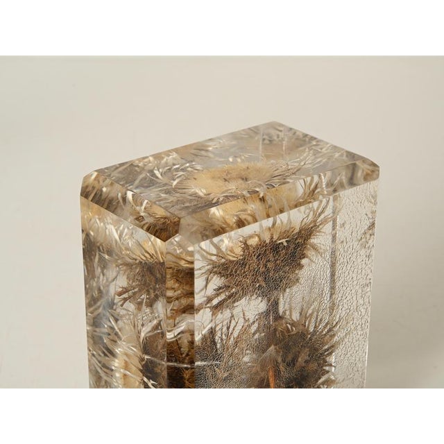 Acrylic Glass Paperweight with Encased Flowers by Pierre Giraudon, France, 1970s For Sale - Image 11 of 14