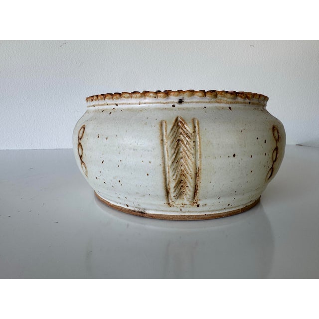 Contemporary 1980s Vintage Handcrafted Organic Modern Studio Pottery Bowl, Unsigned For Sale - Image 3 of 10
