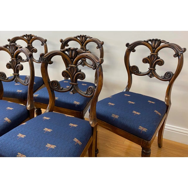 Mid 19th Century Set of Six English Carved Rosewood Dining Chairs C.1850 For Sale - Image 5 of 11