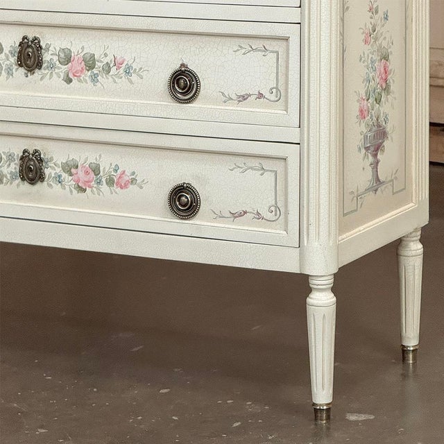 French Louis XVI Painted Commode With Carrara Marble For Sale - Image 10 of 18
