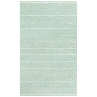 Vintage Swedish Green Flat Woven Rug Doris Leslie Blau For Sale