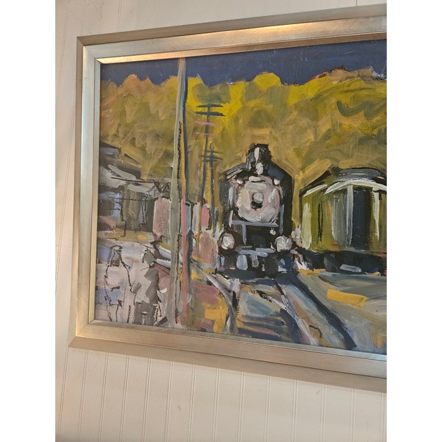 1960s 1960s Oil Painting of the New Hope Pa Train Station Attr. Stirling Spadea For Sale - Image 5 of 5