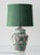 Mid-20th Century Spanish Revival Green Ceramic Table Lamp with Silk Shade, 1970s For Sale - Image 4 of 18