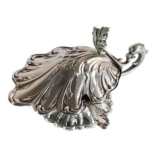 1950s Spanish Sterling Silver Pinch Salt Cellar With Spoon For Sale