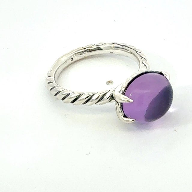 Traditional 1990s David Yurman Amethyst Ring Size 7 Silver Estate For Sale - Image 3 of 5