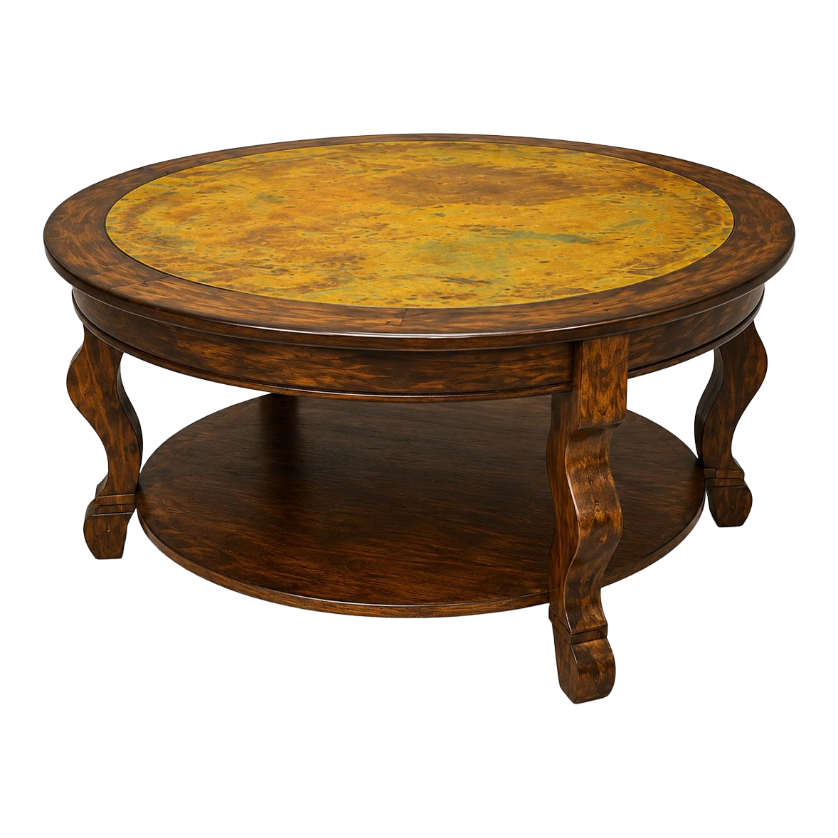 tobacco brown coffee table Linon Titian dark tobacco finish Mid 20th Century Old World