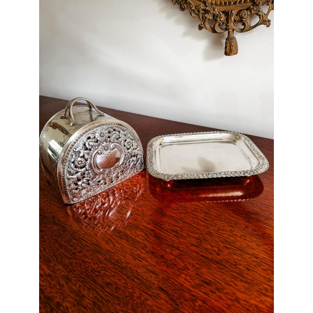 Exceptional and Rare Victorian English Silver Plate Cheese Dome & Tray With Repoussé Floral Decoration, Circa 1890 For Sale - Image 14 of 15
