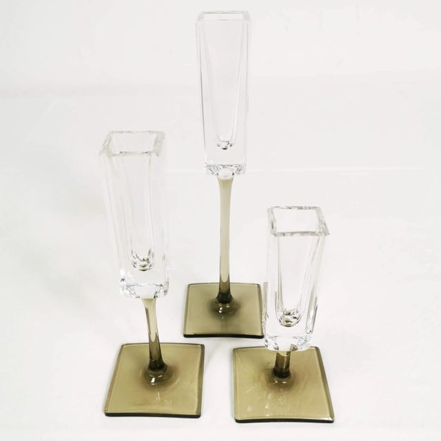 Rosenthal German Crystal Candlestick by G. Jensen for Rosenthal, 1970s, Set of 3 For Sale - Image 4 of 12