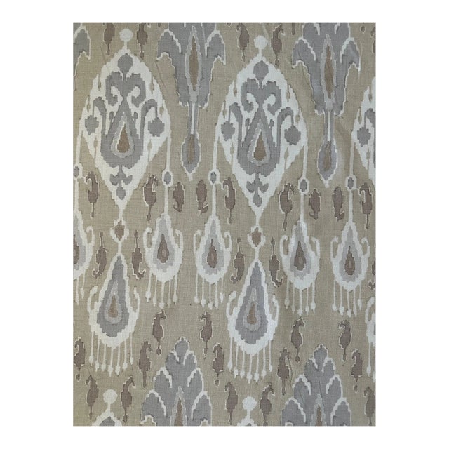 G P & J Baker Ikat Bokhara Linen Parchment Fabric 3 1/2 Yards For Sale