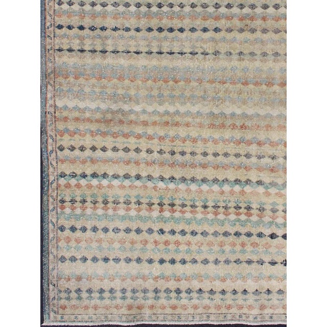 Vintage Turkish Mid-Century Modern Rug With Diamond Stripe Design For Sale - Image 4 of 13