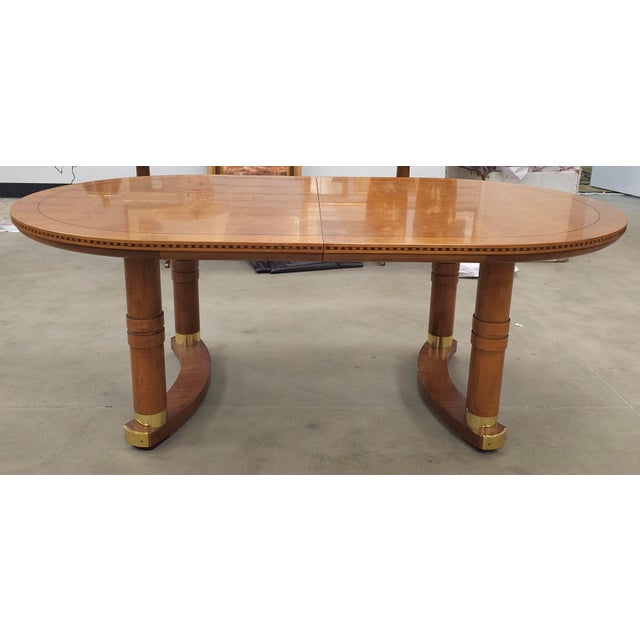 Wood Attributed to Hickory White Genesis Banded and Inlaid Maple Extension Dining Table For Sale - Image 7 of 17