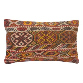 14"x24" Hand-Woven Kilim Cushion Cover. Traditional Turkish Lumbar Pillow Cover For Sale
