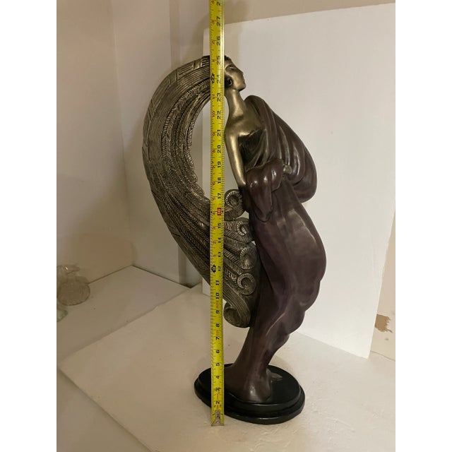 Claude Le Clerc Art Deco Lady Sculpture by Austin Productions, 1986, Hollywood Regency For Sale - Image 10 of 10