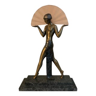 1980s Art Deco Raymonde Guerbe for Max Le Verrier Style Egyptian Lamp by Sarsaparilla For Sale