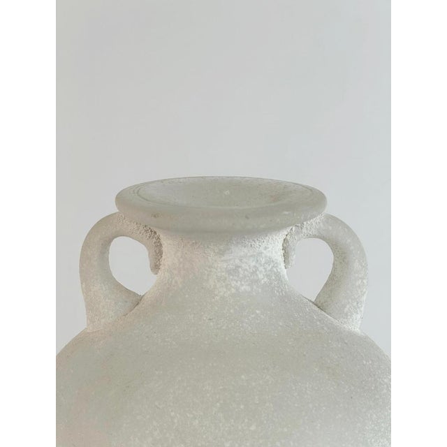 Glass Scavo White Murano Glass Amphora Vase attributed to Karl Springer for Seguso, 1980s For Sale - Image 7 of 10