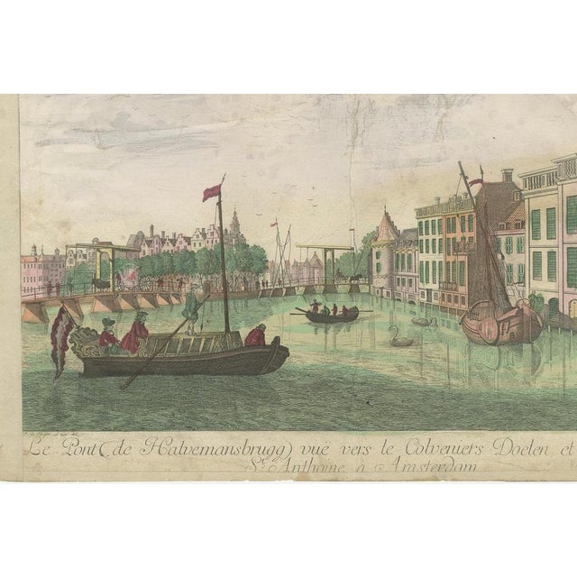 Paper After Jan de Beijer, Optica View of Amsterdam with Half-Moon Bridge & St. Anthony's Lock, 1770, Print For Sale - Image 7 of 11