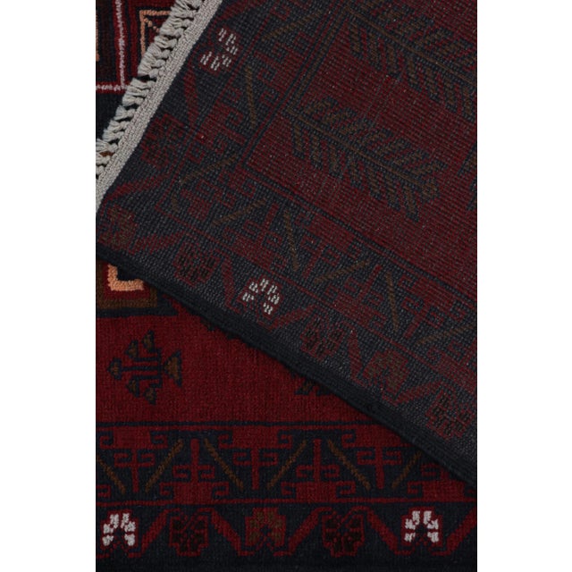 Textile Rug & Kilim’s Baluch Runner Rug With Burgundy and Dark Blue Geometric Medallions For Sale - Image 7 of 8