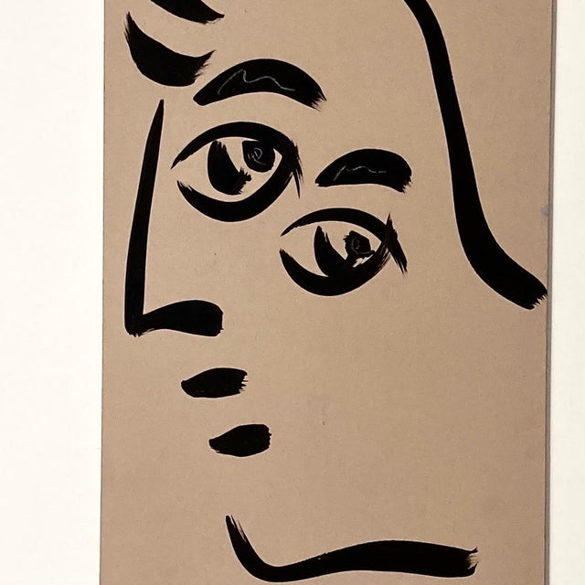 20th Century Black & Tan Abstract Portrait Painting by Peter Keil ...