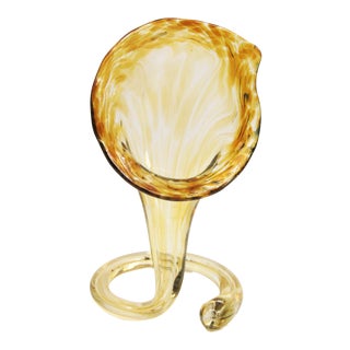 Vintage 1990s Murano Calla Lily Art Glass Vase For Sale