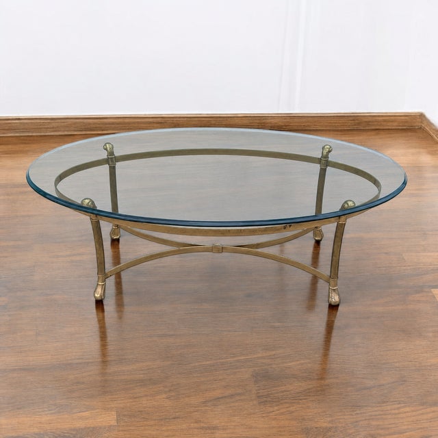 Late 20th Century Attributed LaBarge Glass Top Brass Coffee Table For Sale - Image 10 of 18