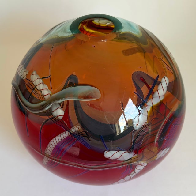 Postmodern Vintage Large Daniel Edler Graffiti Helix Vase For Sale - Image 3 of 8