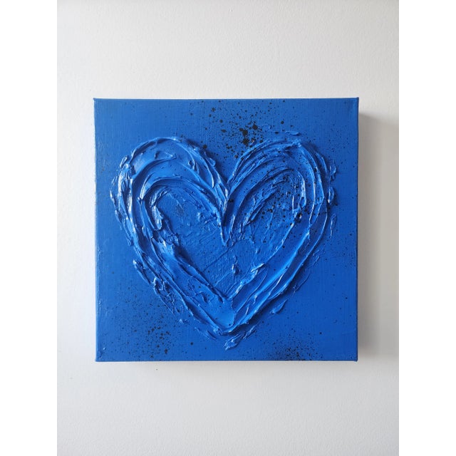 Blue & Black Abstract Heart Painting For Sale - Image 9 of 10