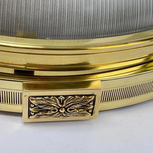 Gold Art Deco Flush Mount in Bronze attributed to Holophane, 1930s For Sale - Image 8 of 11