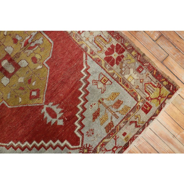 Traditional Red Vintage Turkish Oushak - 3'8" x 4'11" For Sale - Image 4 of 6
