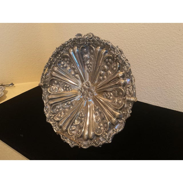 Antique Embossed Art Noavue Motif Fruit Basket With a Foldig Handelon a Pesdestal For Sale - Image 4 of 10