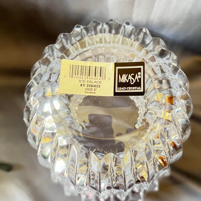 Transparent Mikasa Ice Palace Crystal Vase Sculptural Scalloped Rim Slovenia For Sale - Image 8 of 11