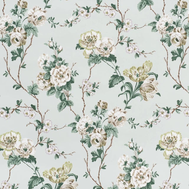 Sample - Schumacher x Veere Grenney Betty Wallpaper in Celadon For Sale