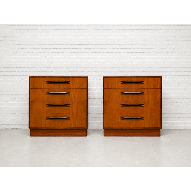 Pair of Vintage Mid century Modern Teak Dressers from G-Plan's iconic Fresco line, c. 1960's. These pieces pack a punch...
