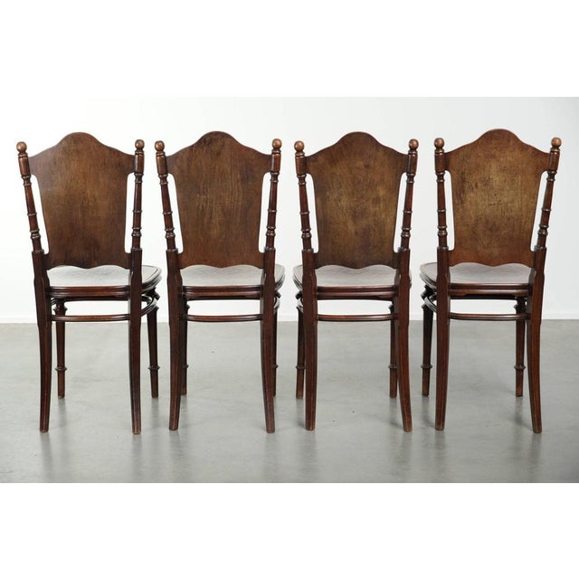 Antique Late 18th Century Art Nouveau Style Bentwood Bistro Chairs, Set of 4 For Sale - Image 4 of 14
