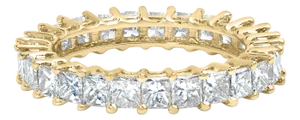 14K Yellow Gold 3.0 Cttw Shared Prong-Set Princess-cut Diamond Eternity Band Ring - Ring Size 7