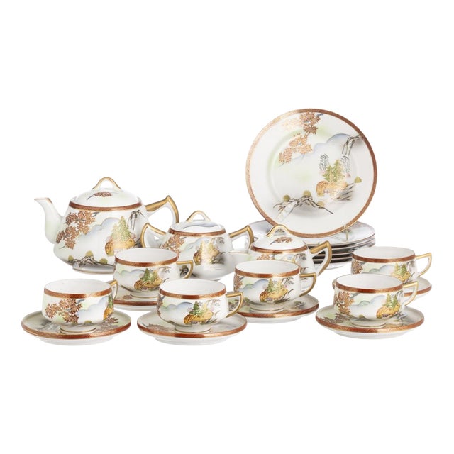 Japanese Porcelain Kutani Tea Service, Set of 24 For Sale