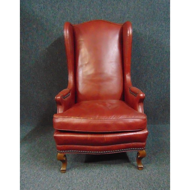 Henredon County French Style Leather Wing Chair Chairish