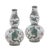 The vases are gourd-shaped, with two conjoined bellies, standing 17.5 inches tall. The primary decoration features a pair...