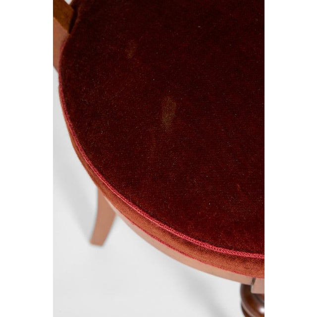 Wood Italian Curved Back Chair in Walnut with Red Velvet Seat, Early 20th Century For Sale - Image 7 of 18