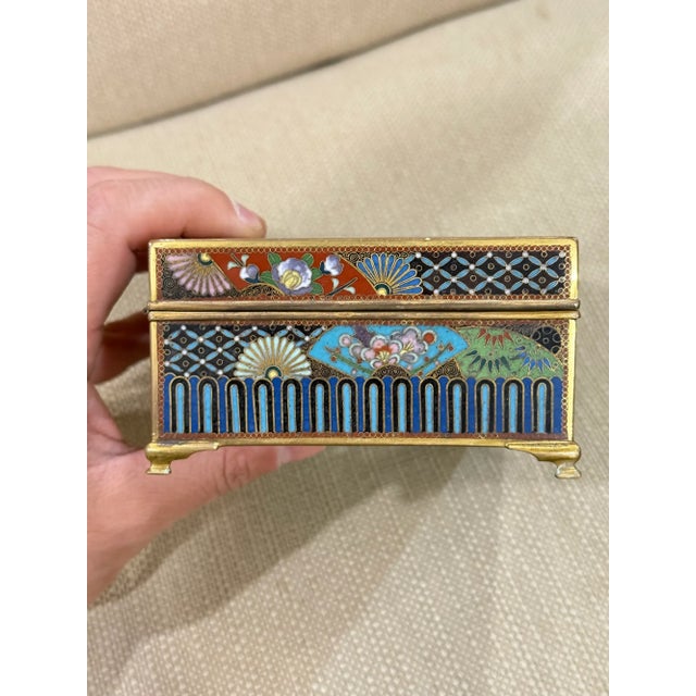 Blue Japanese Cloisonne Enamel Dragon Trinket Box Attributed to Inaba Meiji Period For Sale - Image 8 of 12