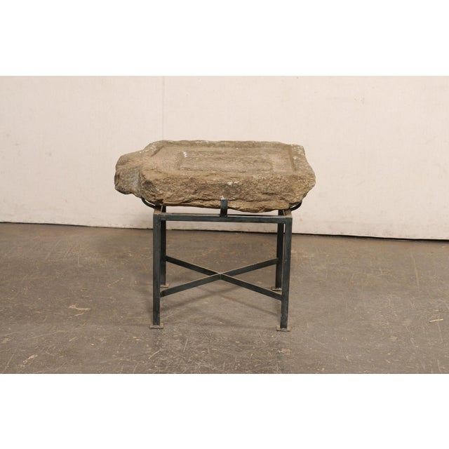 Spanish 19th C. Spanish Stone Trough Top Side Table For Sale - Image 3 of 11