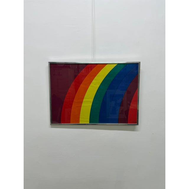 Metal Rare Otto Piene "Rainbow" Serigraph on Canvas, Signed For Sale - Image 7 of 13