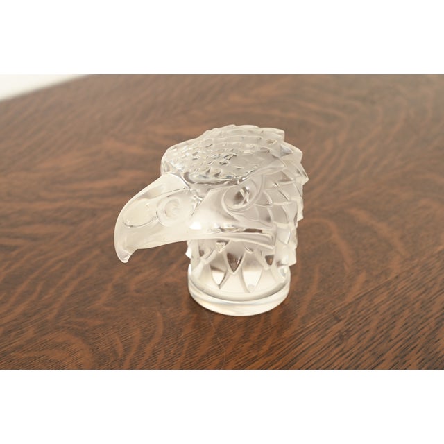 Mid 20th Century Lalique "Eagle Head" Art Deco Crystal Paperweight For Sale - Image 5 of 12