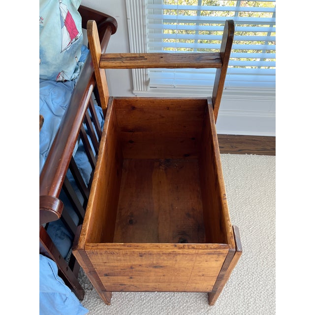 Early American Primitive Antique Wooden Quilt/Blanket Box Chest For Sale - Image 10 of 10