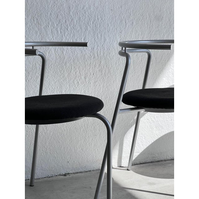 Black Stackable Chairs by Ross Littell for Atelier Areti, 1980s, Set of 4 For Sale - Image 8 of 10