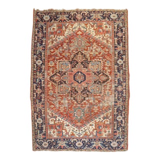 Distressed Antique Persian Heriz Rug - 7'8" x 11'1" For Sale