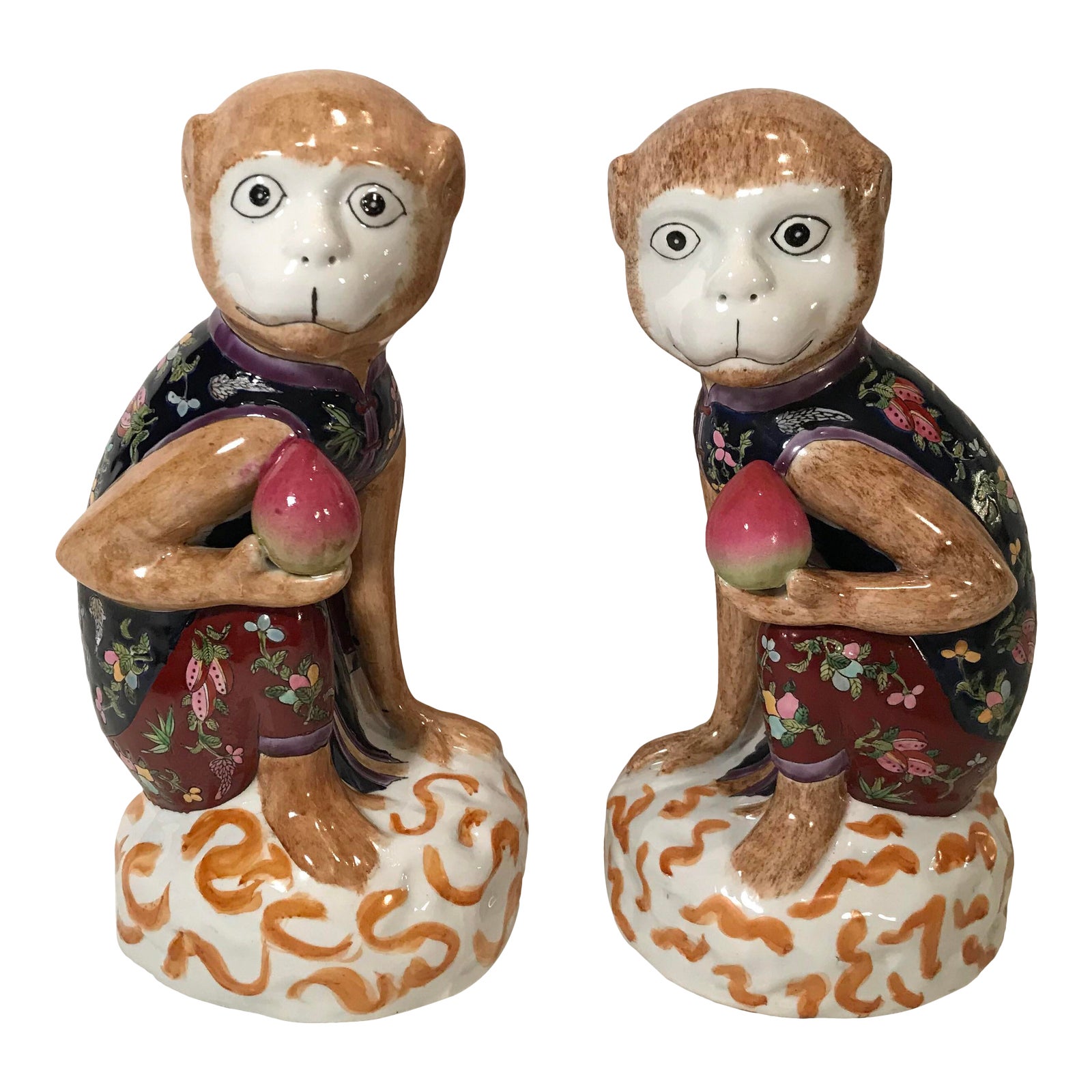 Vintage Ceramic Monkey Bookends Figurines a Pair Chairish